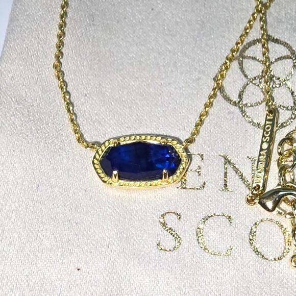 Kendra Scott Elisa Gold Pendant Necklace in Cobalt‎ Cat's Eye? - Picture 1 of 7